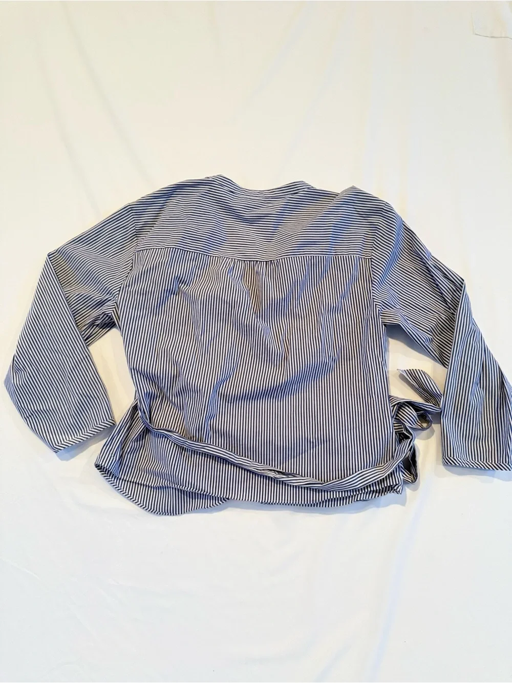 J. Crew Blue White Striped Cotton Wrap Top Womens XL Coastal